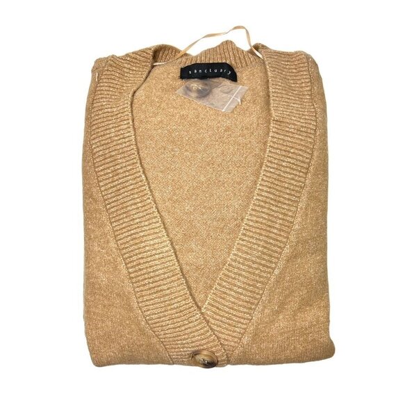 Sanctuary Womens Tan Button Front Pockets Knit Cardigan Sweater Plus Sz 1X New - Picture 3 of 8